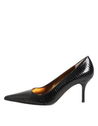 Black exotic leather stiletto