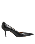 Black exotic leather stiletto