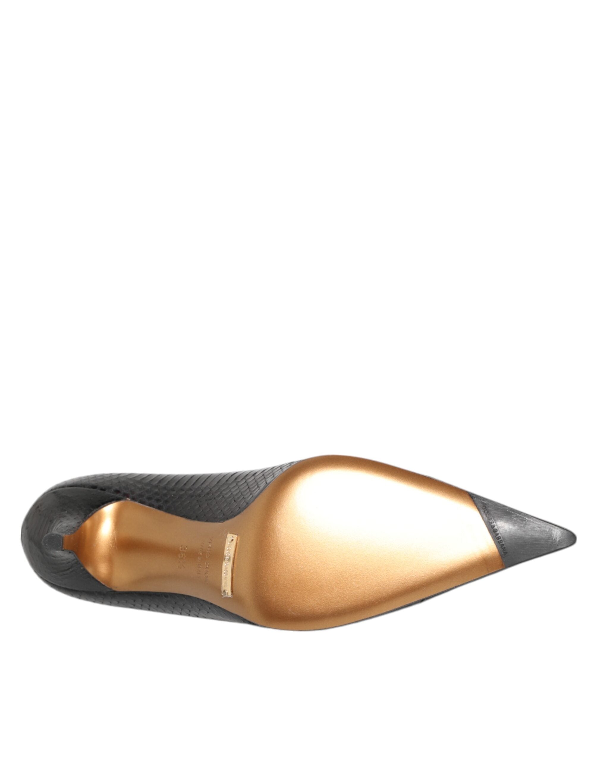 Black exotic leather stiletto