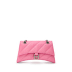 Pink leather shoulder bag