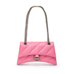 Pink leather shoulder bag