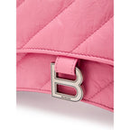 Pink leather shoulder bag