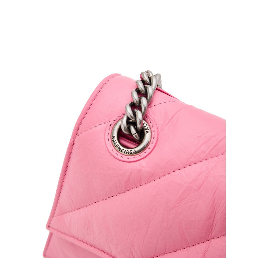 Pink leather shoulder bag