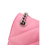 Pink leather shoulder bag