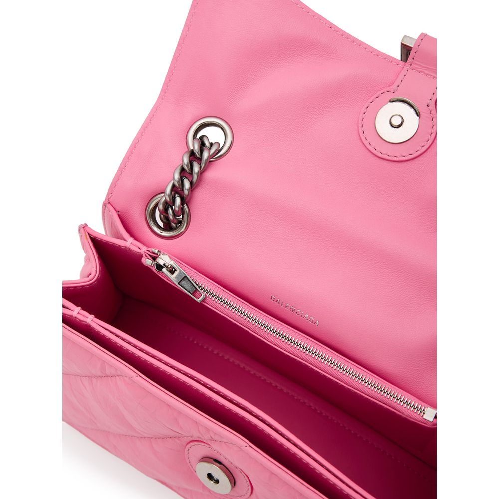 Pink leather shoulder bag