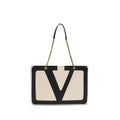 Borsa a tracolla beige con logo