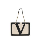 Borsa a tracolla beige con logo