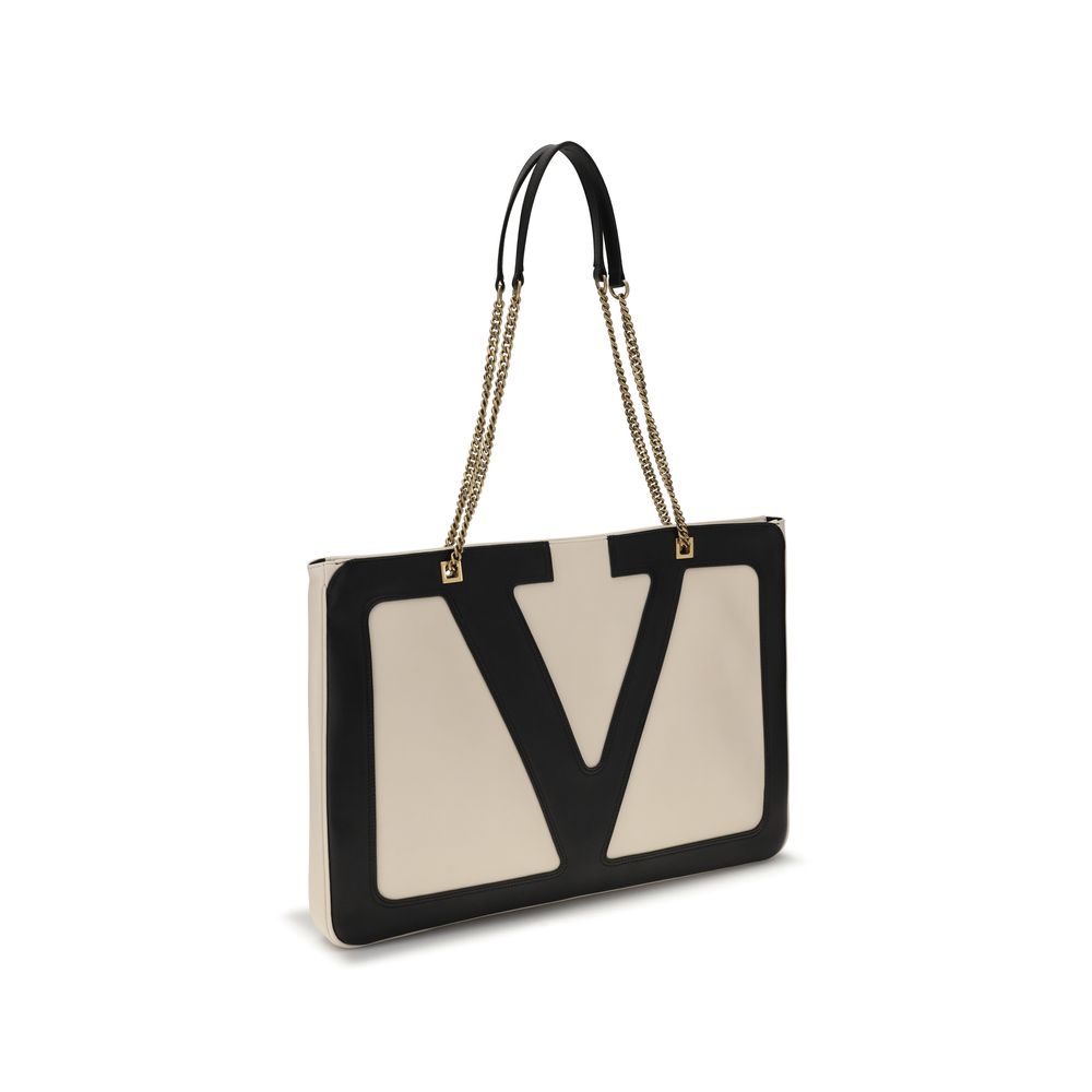 Borsa a tracolla beige con logo
