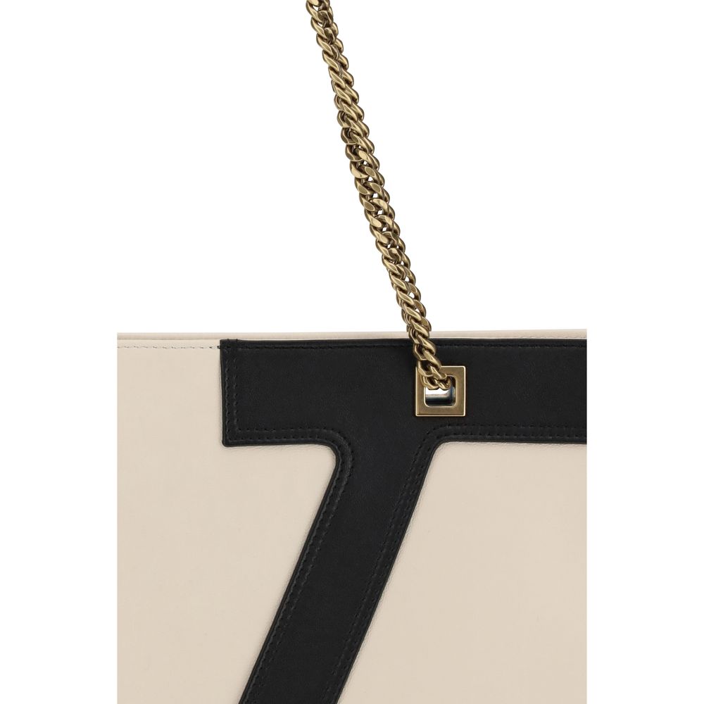 Borsa a tracolla beige con logo