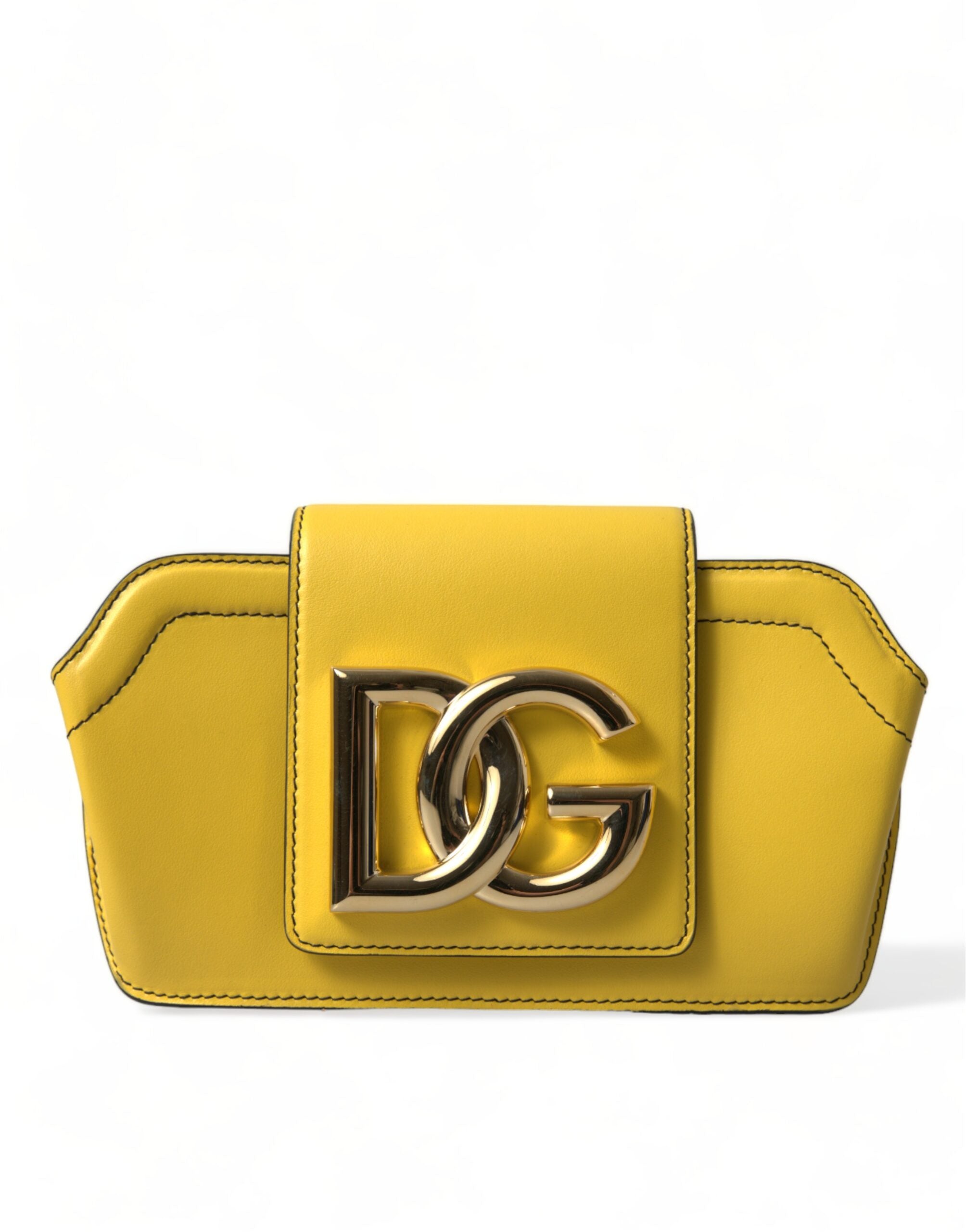 Yellow leather clutch/shoulder bag with DG logo