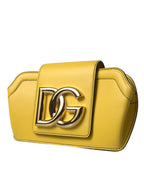 Yellow leather clutch/shoulder bag with DG logo