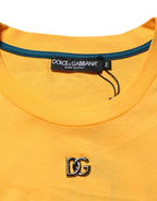 Cotton crewneck t-shirt with "Yellow Secret Garden" floral print
