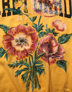 Cotton crewneck t-shirt with "Yellow Secret Garden" floral print