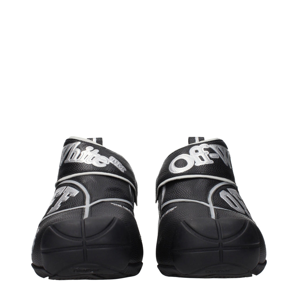 Black leather high-top sneakers