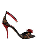 Tacchi leopardati con rose in cristallo