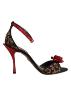 Tacchi leopardati con rose in cristallo