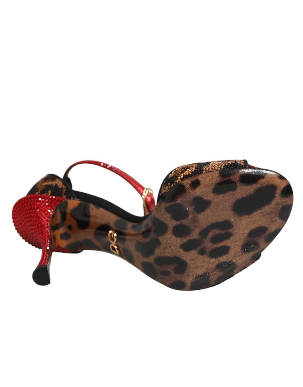 Tacchi leopardati con rose in cristallo