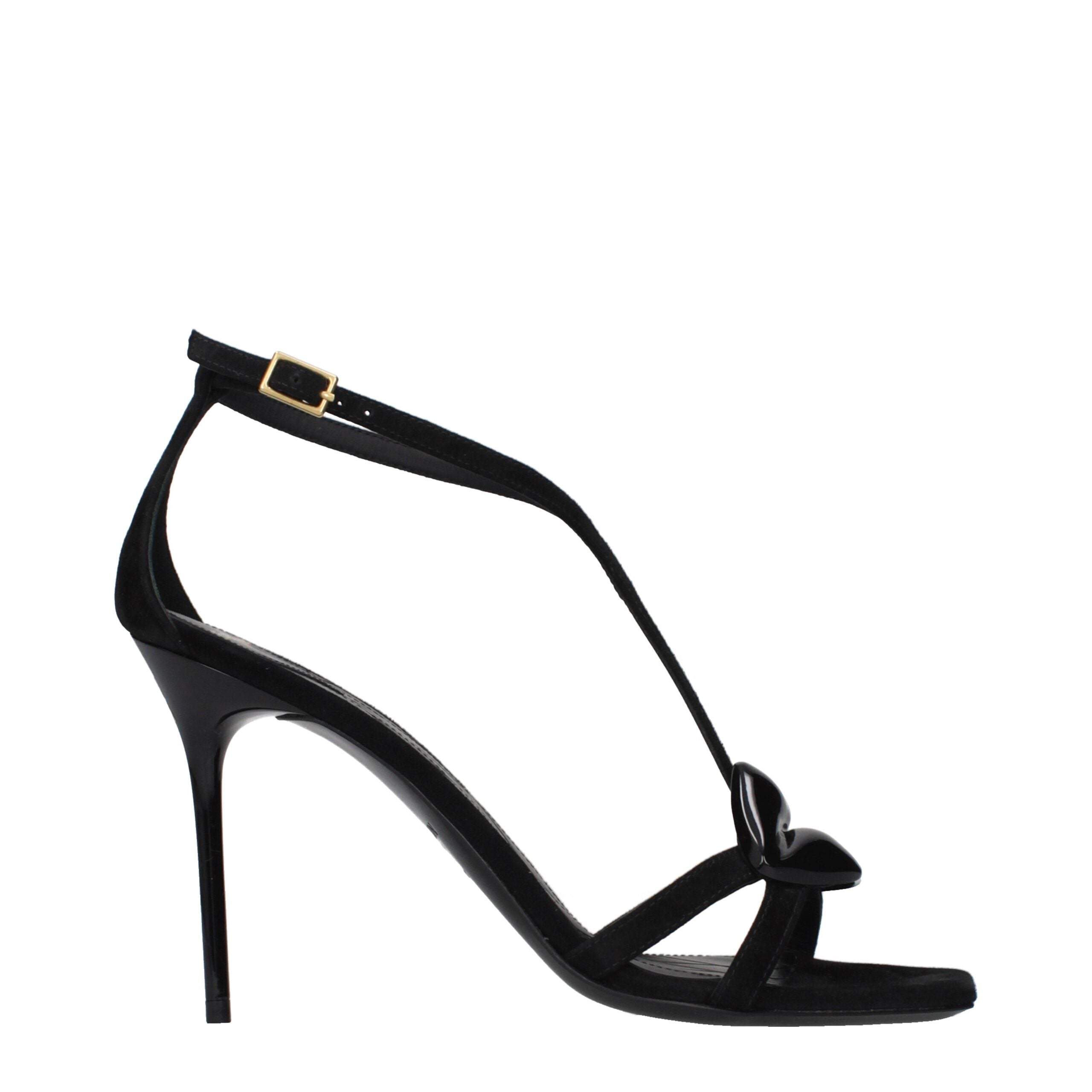 Black leather stiletto heels