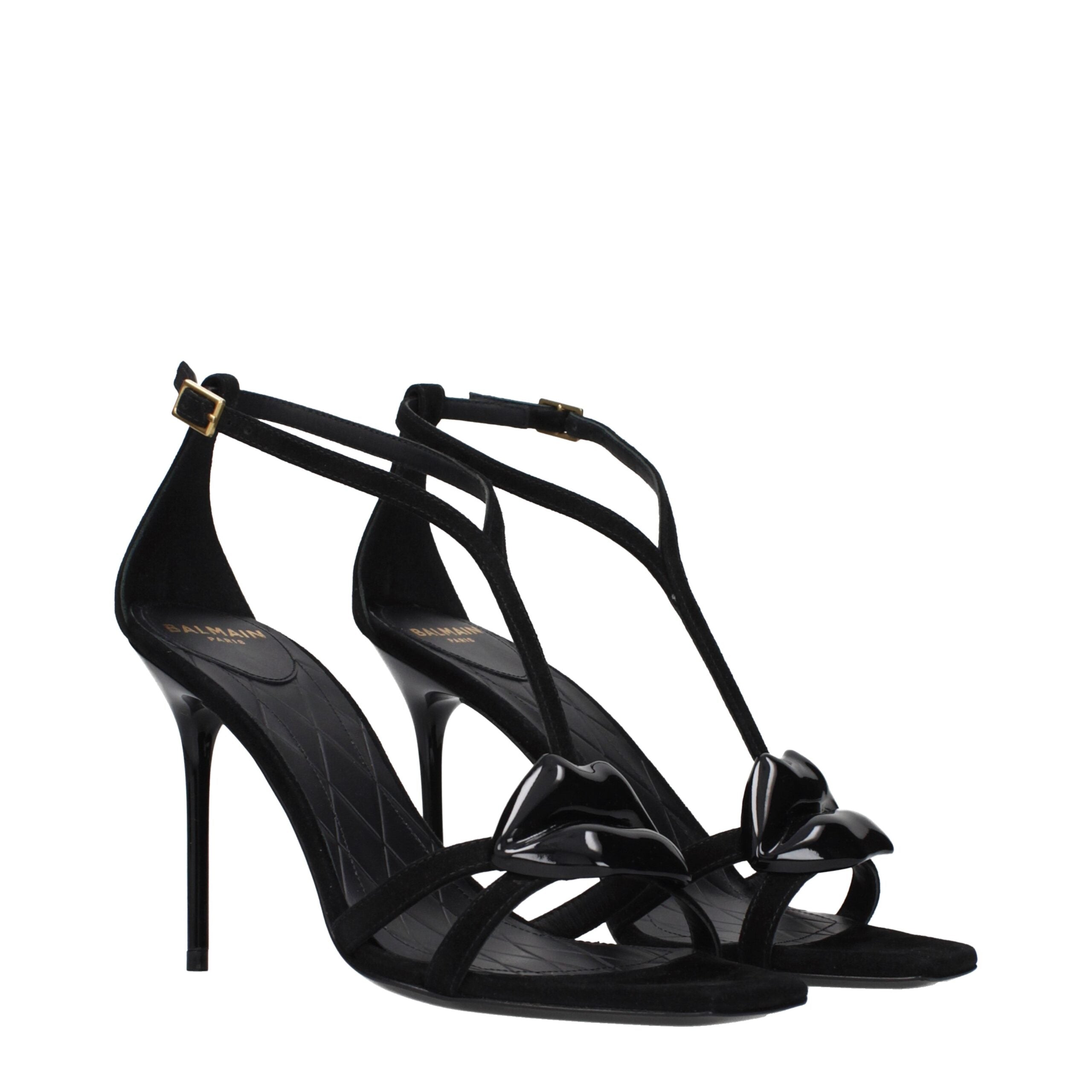 Black leather stiletto heels