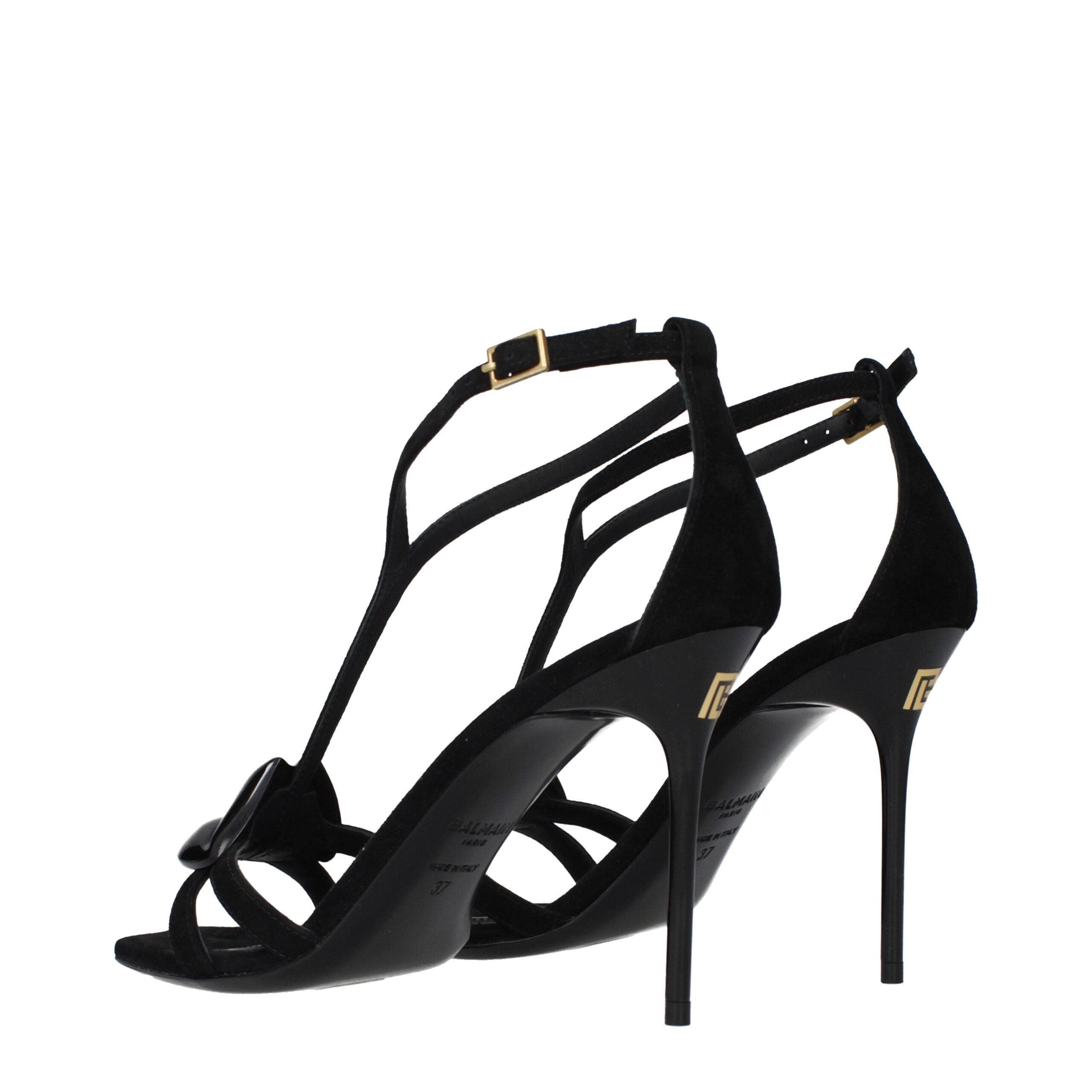 Black leather stiletto heels