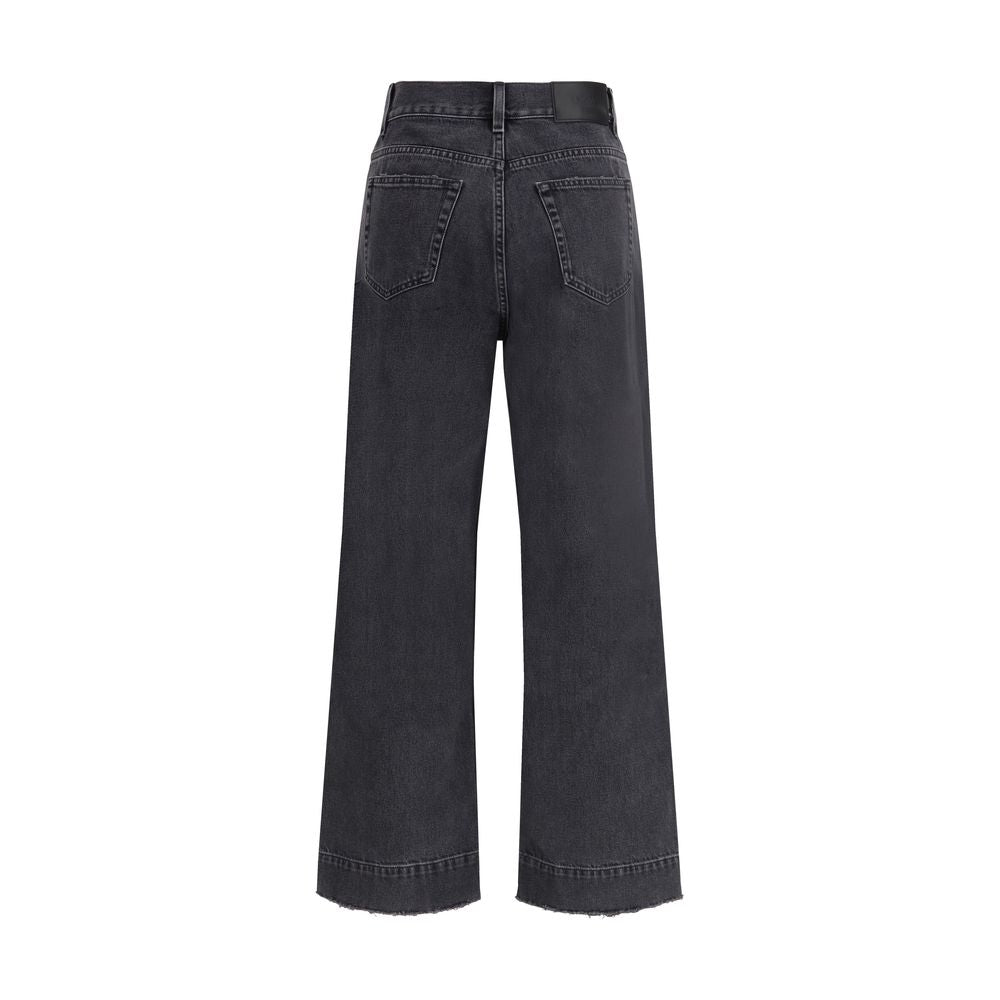 High-waisted cropped denim jeans