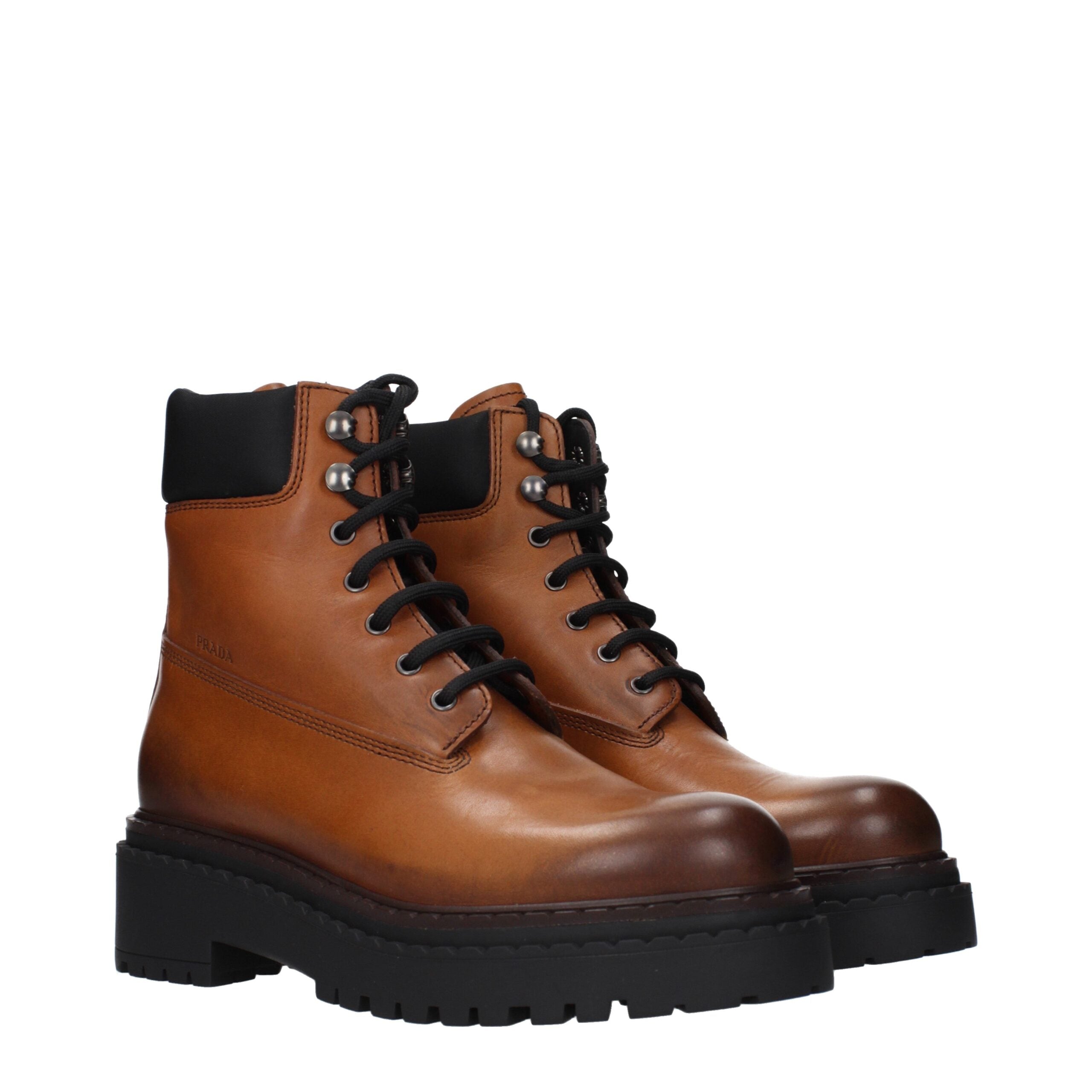 Brown leather ankle boots
