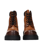 Brown leather ankle boots