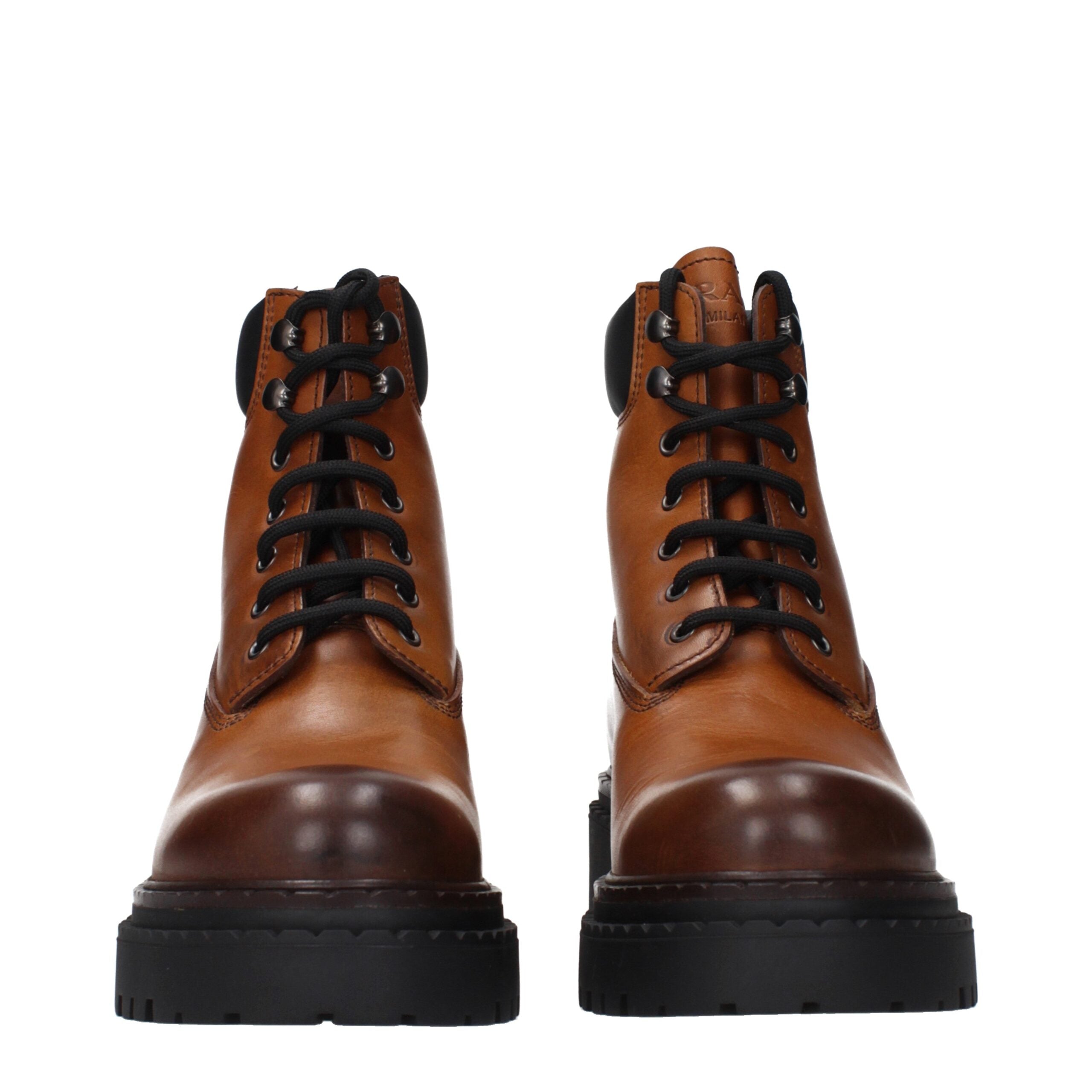 Brown leather ankle boots