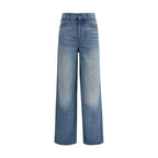 High-waisted,wide-leg jeans