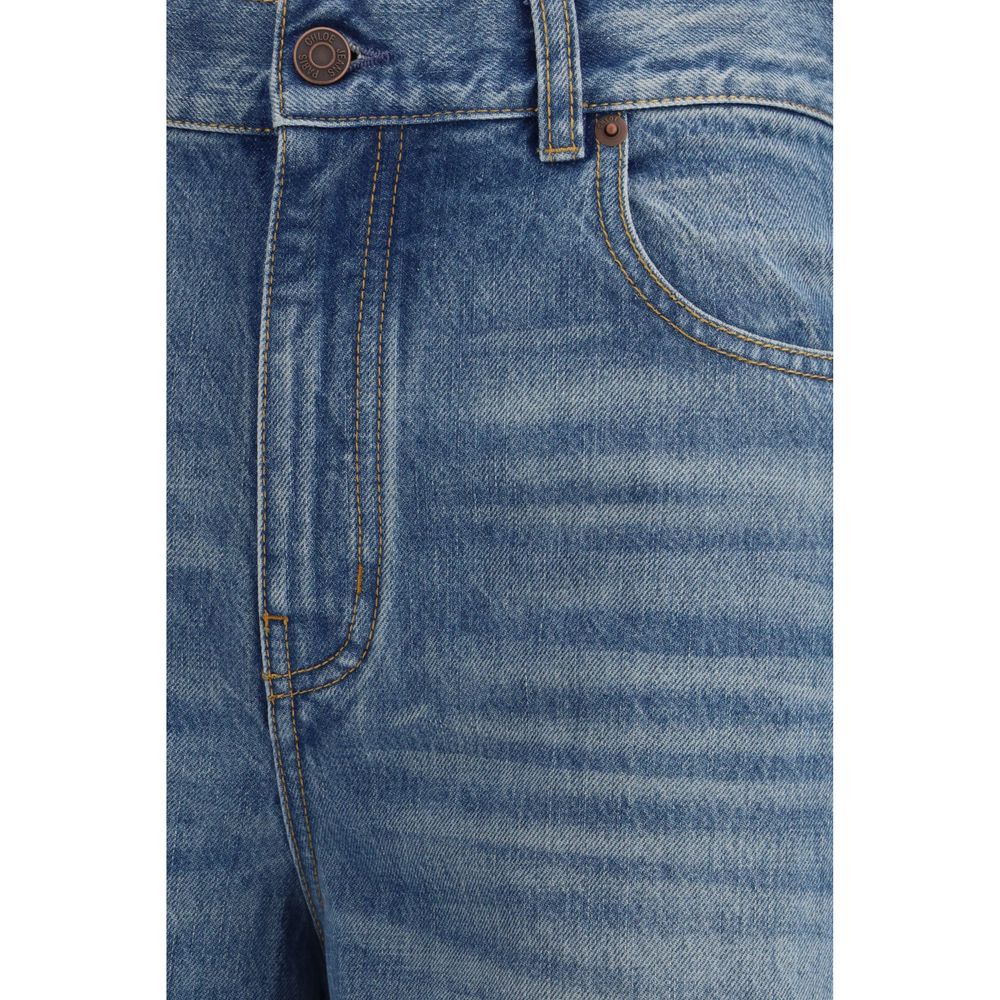 High-waisted,wide-leg jeans